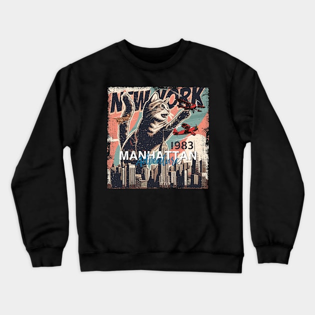 Manhattan Memories: Exploring the Essence of New York in 1983 Crewneck Sweatshirt by Meryarts